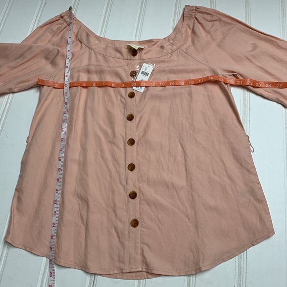 Anthropologie Maeve Alanis Belted Peach Blouse 12 - Picture 5 of 8